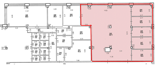 БЦ Линкор - Блок офисных помещений 286.6 м2 на 3 этаже с видом во двор